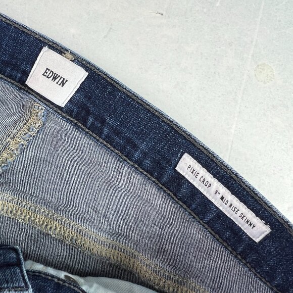 Edwin Jeans Women's 28x24* Pixie Crop 9" Mid Rise Skinny Blue Faded Denim Tag 27 - Picture 8 of 16